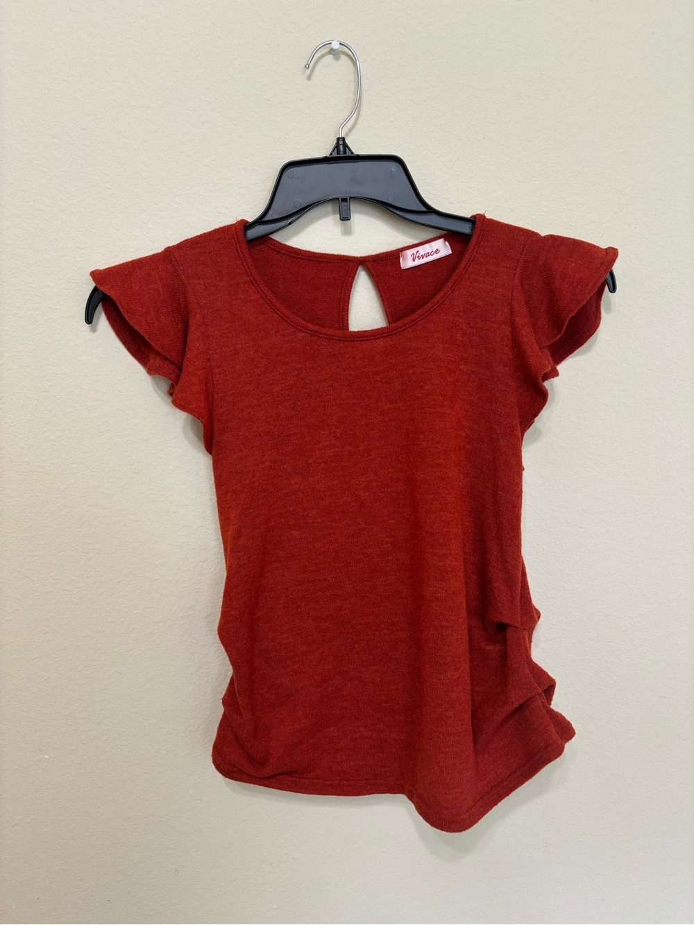 Women's Orange Flutter Sleeve Top